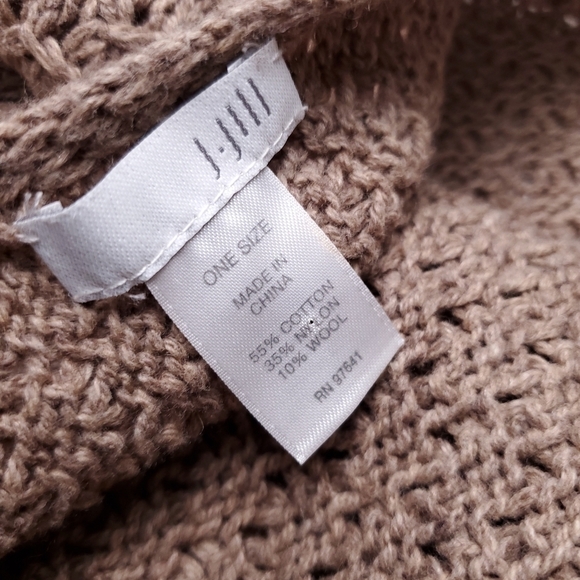 J. JILL Brown Cotton Wool Blend Knit Poncho Wrap Onesize - Picture 8 of 13